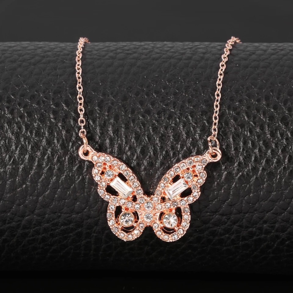 New Rose Gold Sterling Silver 925 Butterfly adjustable Necklace